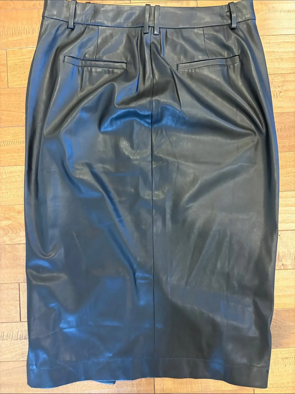 J. Crew Black Faux Leather Pencil Skirt with Front Slit